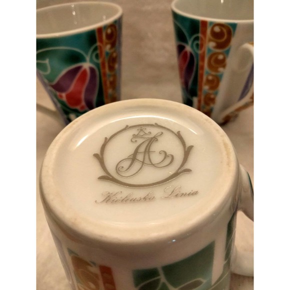 Rare Vintage Russian Art Deco Teacup Coffee Mug Set 4 Signed - Picture 8 of 9